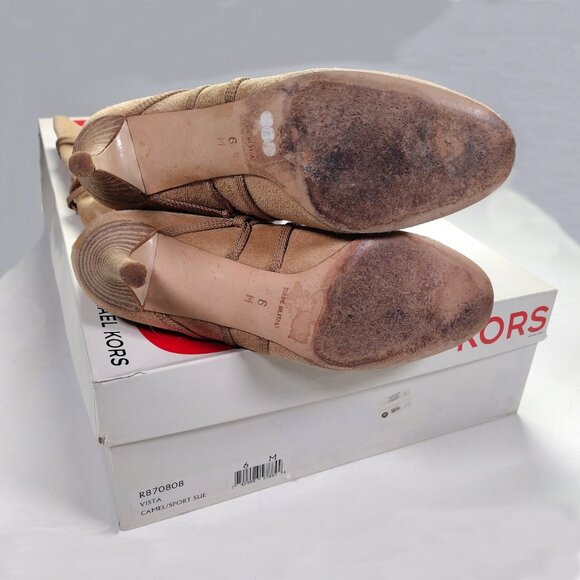 Michael Kors Suede Wrap-Tie Knee Boots Camel Made in Italy Size 6M - Picture 7 of 7